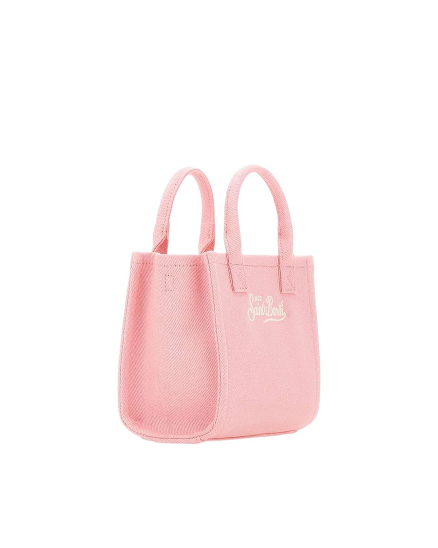 Mc2 Saint Barth Compact Pink Canvas Tote Bag With Embroidered Logo