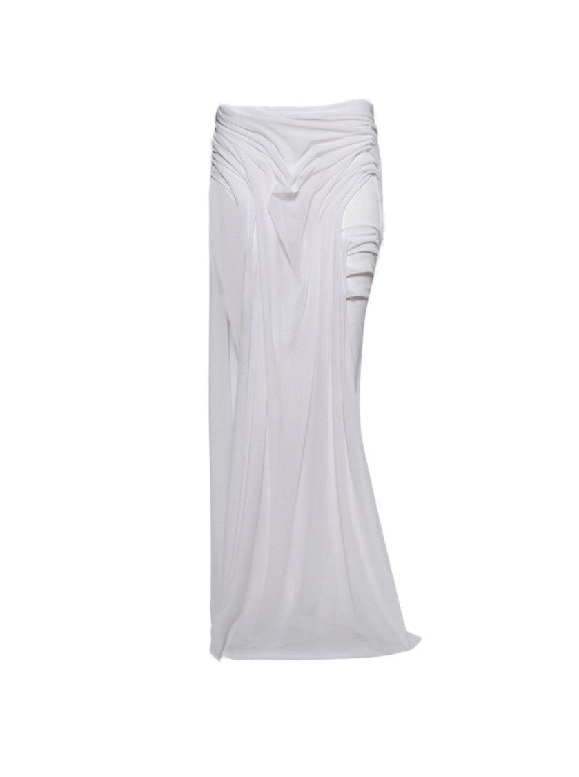 Di Petsa Long Wetlook Gradient Skirt White