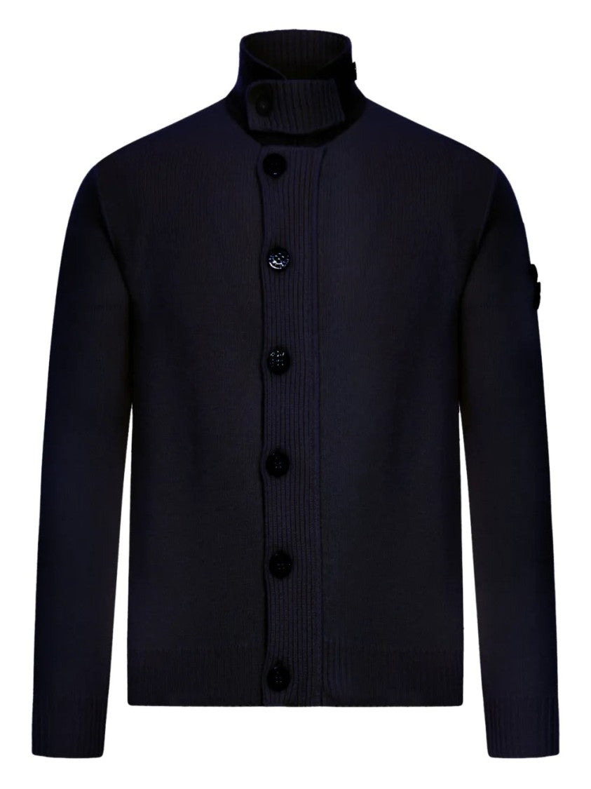 Stone Island High-Neck Wool Cardigan
