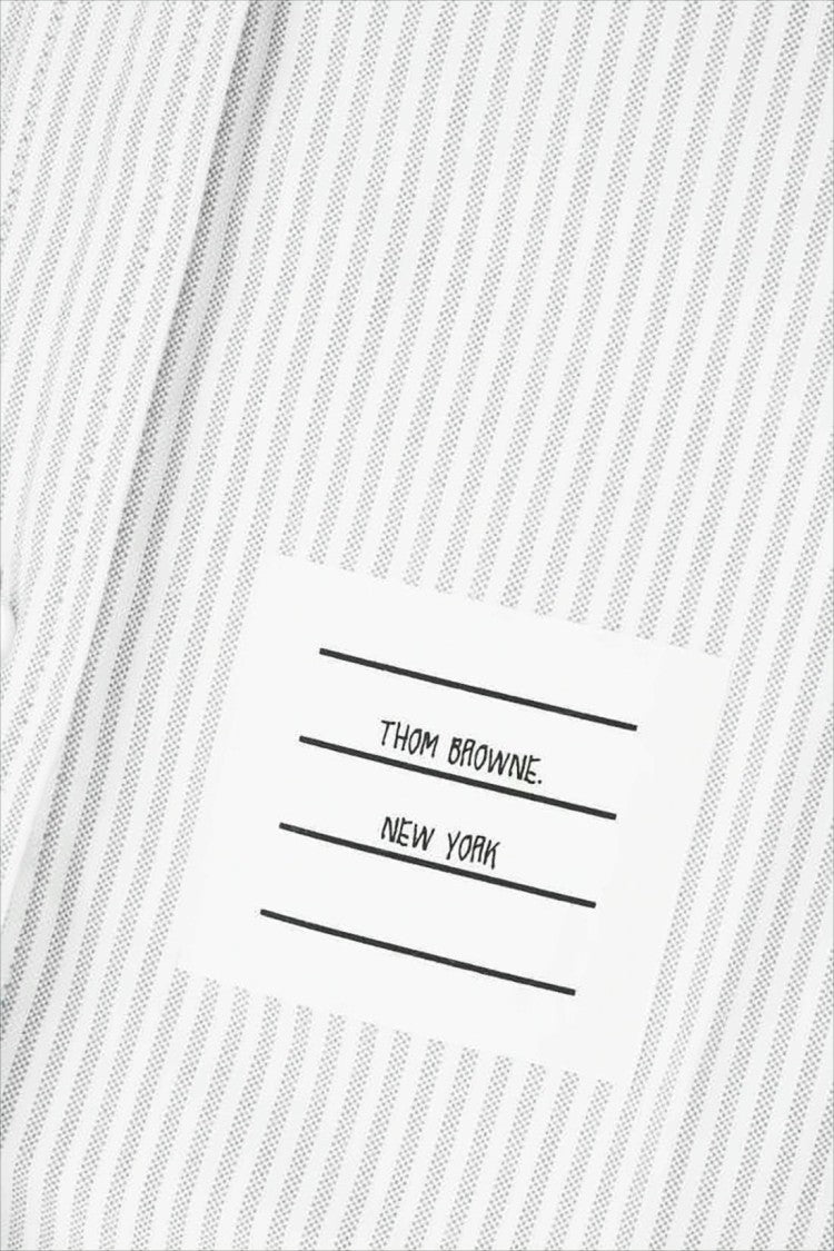 Thom Browne White Button-Up Shirt With Vertical Pinstripes