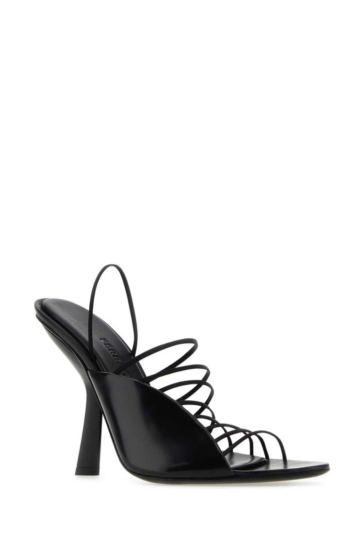 Salvatore Ferragamo Black Fabric And Leather Sandals