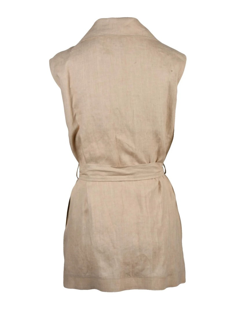 Eleventy Beige Linen Vest