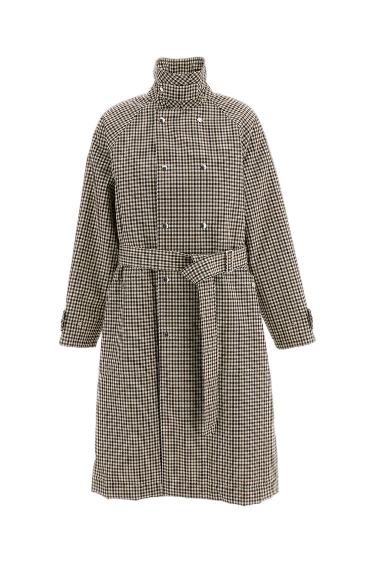Plan C Multicolor Check Wool Double-Breasted Trench Coat