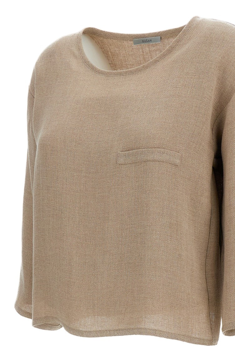 Dusan Long-Sleeve Cropped Linen T-Shirt