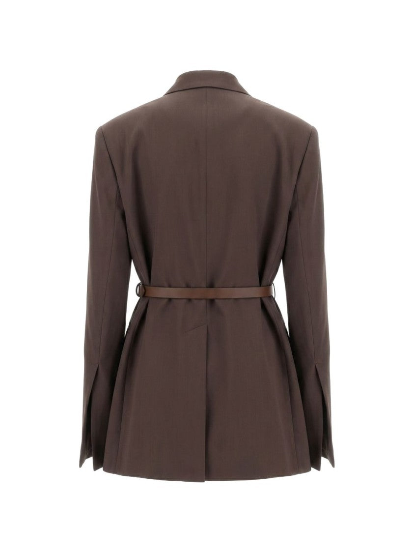 Sportmax Tailored Jacket With Asymmetrical Closure And Belted Detail