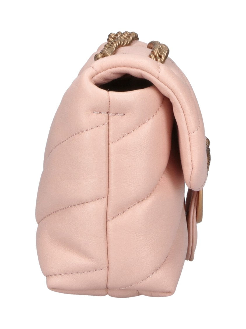 Pinko Pink Quilted Leather Mini Love Baby Puff Shoulder Bag