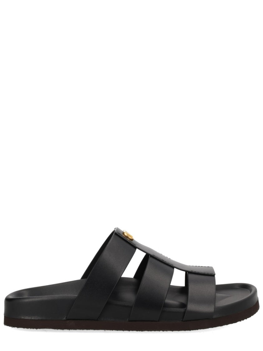 Valentino Garavani Studshield Strappy Leather Slide Sandals
