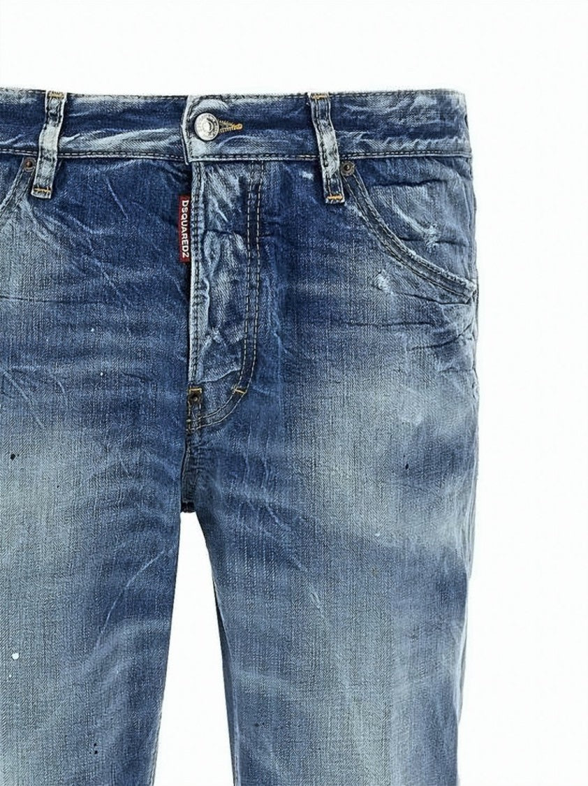 Dsquared2 Faded Blue Denim Pants With Distressed Details