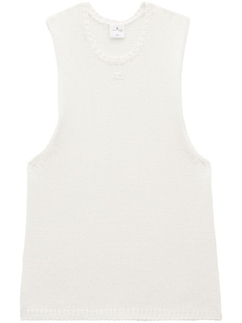 Courrèges Crew Neck Sweater With Logo Patch