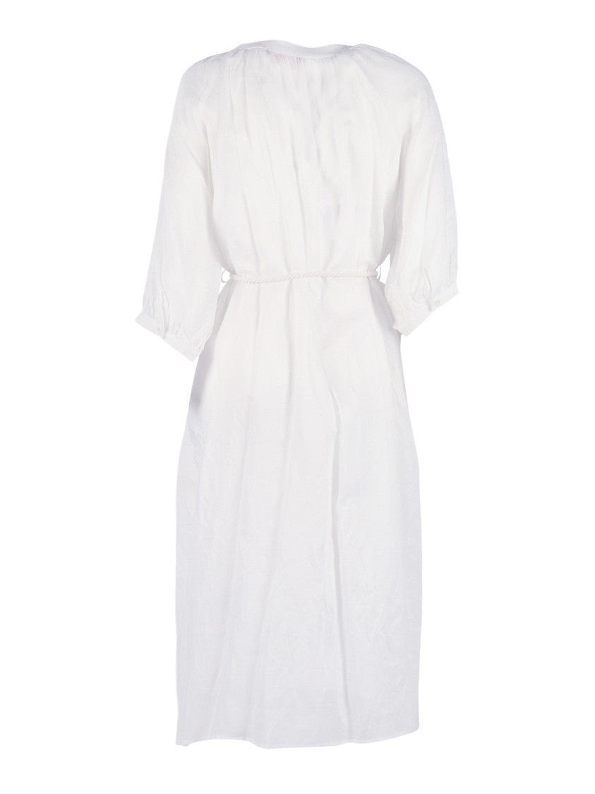 Ermanno Scervino Linen Tassel Belted Midi Dress