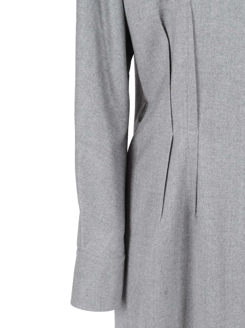 Antonelli Knee-Length Tailored Dress With Classic Collar And Structured Pleats