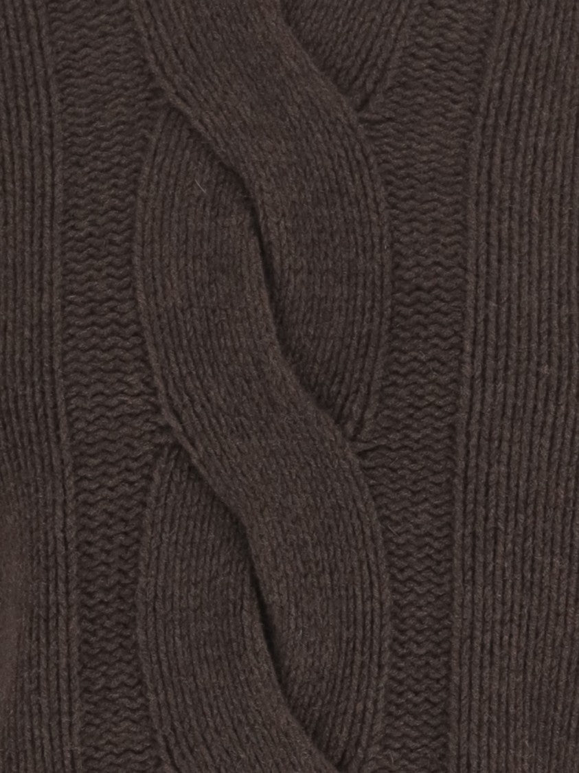 Bruno Manetti Cable-Knit Wool And Cashmere Sweater With Turtleneck Design