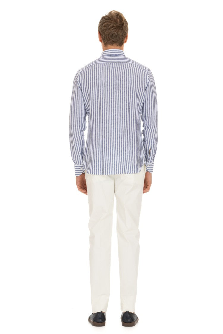 Borriello Pure Linen Striped Tailored Shirt