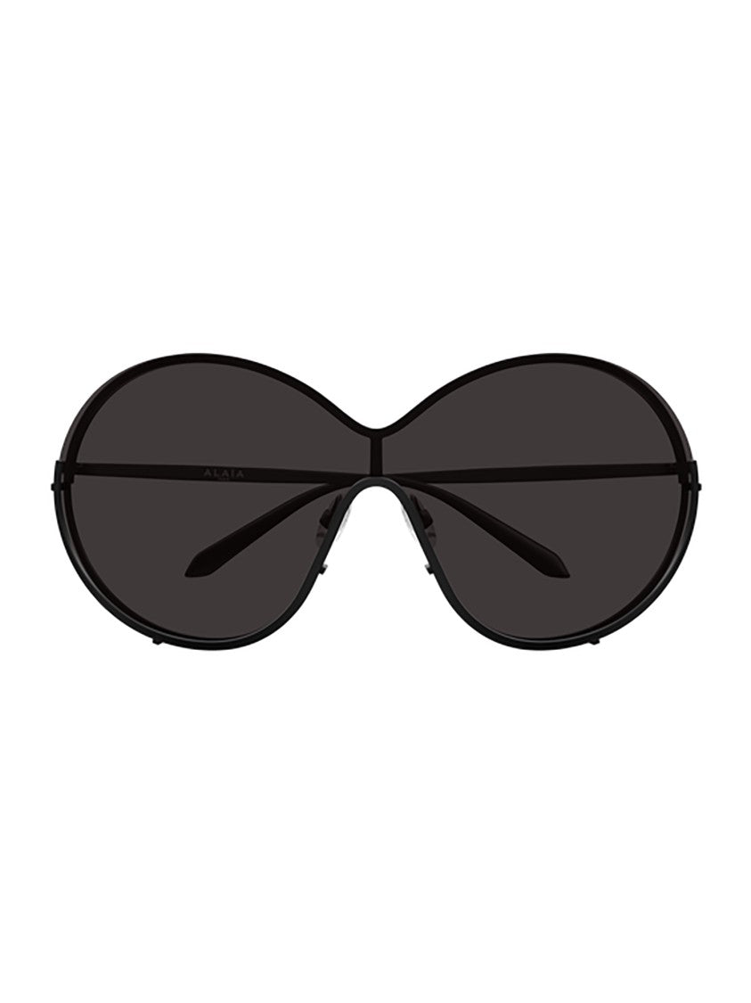 Alaïa Elongated Oval Metal Frame Sunglasses