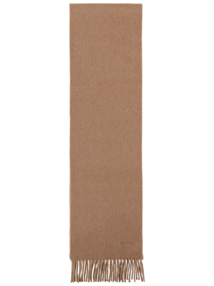 Max Mara Embroidered Wool Scarf In Warm Brown Tone