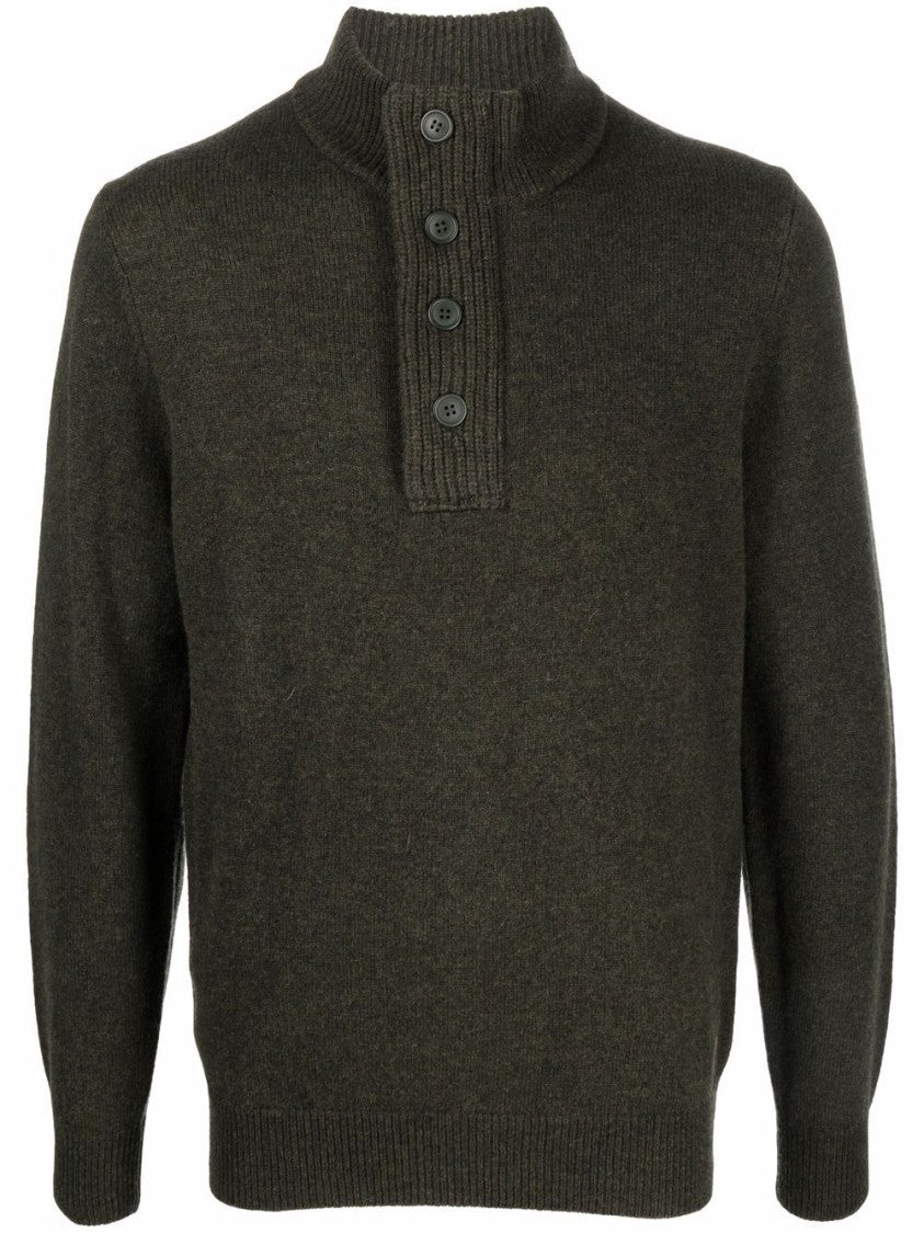 Barbour Ribbed High-Neck Half Buttoned Zip-Through Knit