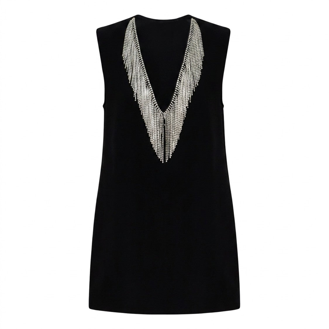 Sportmax Sleeveless Geometric Top With Strass Fringe Embellishments