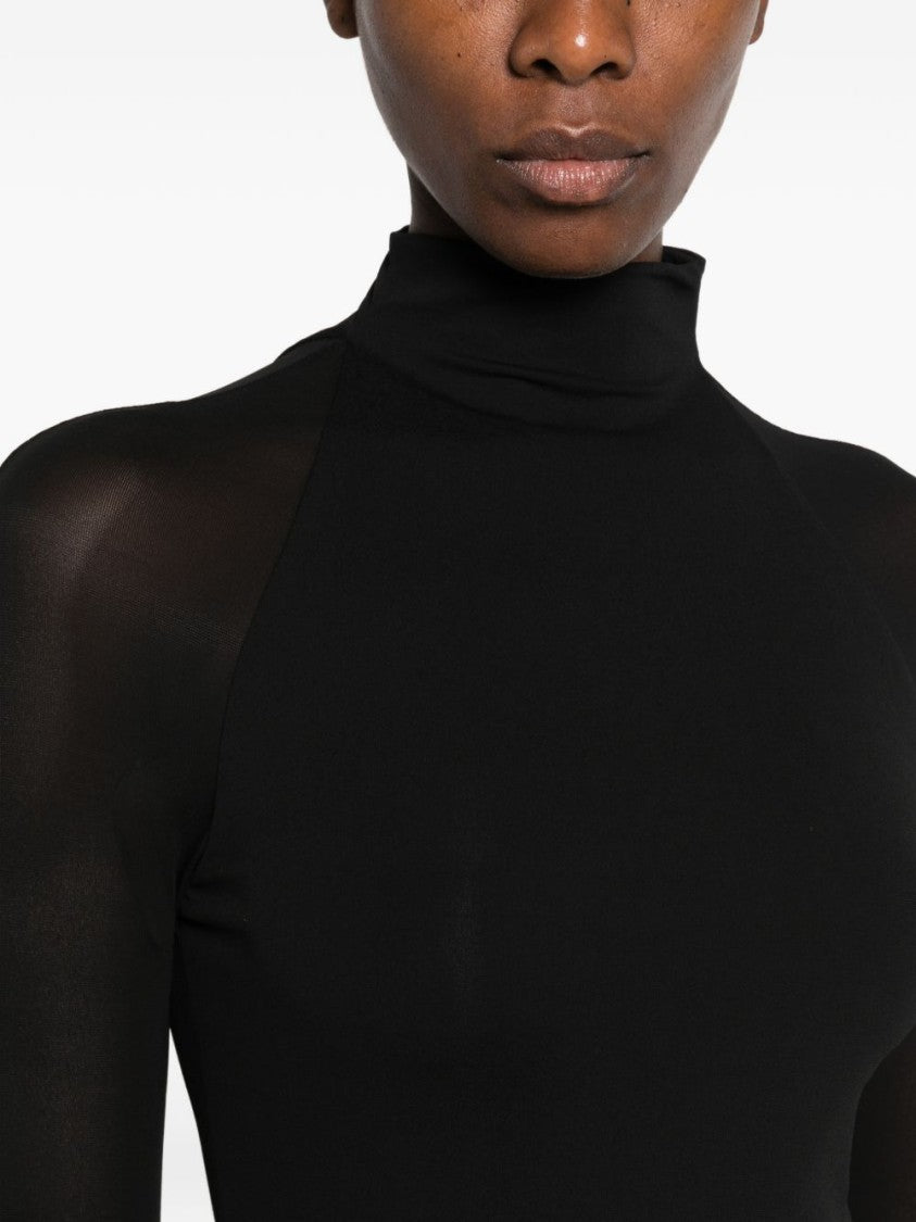 Alaïa Long Black Sheer Panel Maxi Dress
