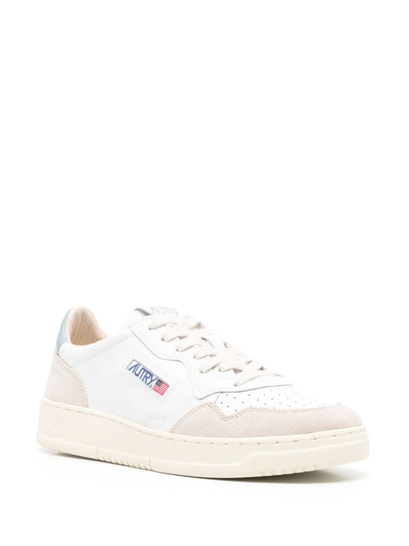 Autry White Medalist Low Leather And Suede Sneakers