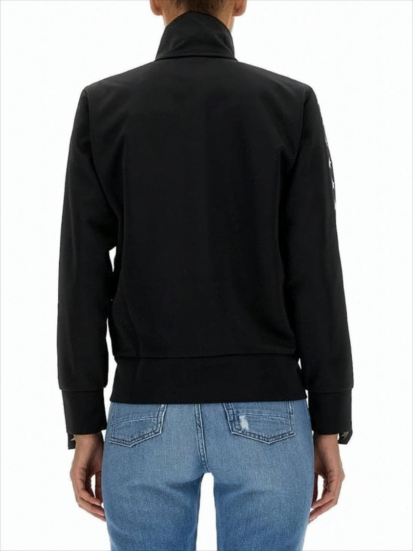 Golden Goose Black Zip-Up Track Jacket With Logo And Star Motifs