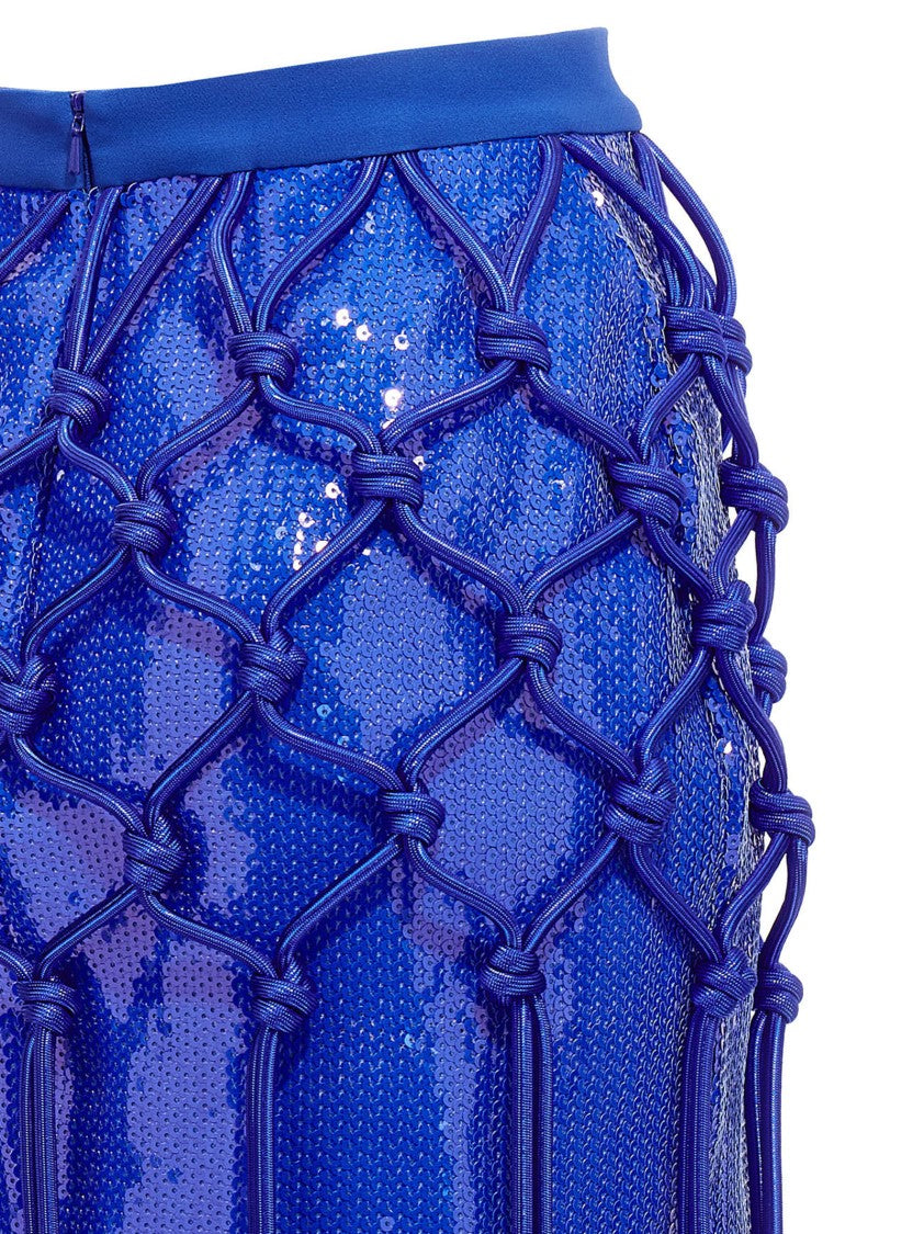 David Koma Fishnet Layered Skirt With Sequined Design