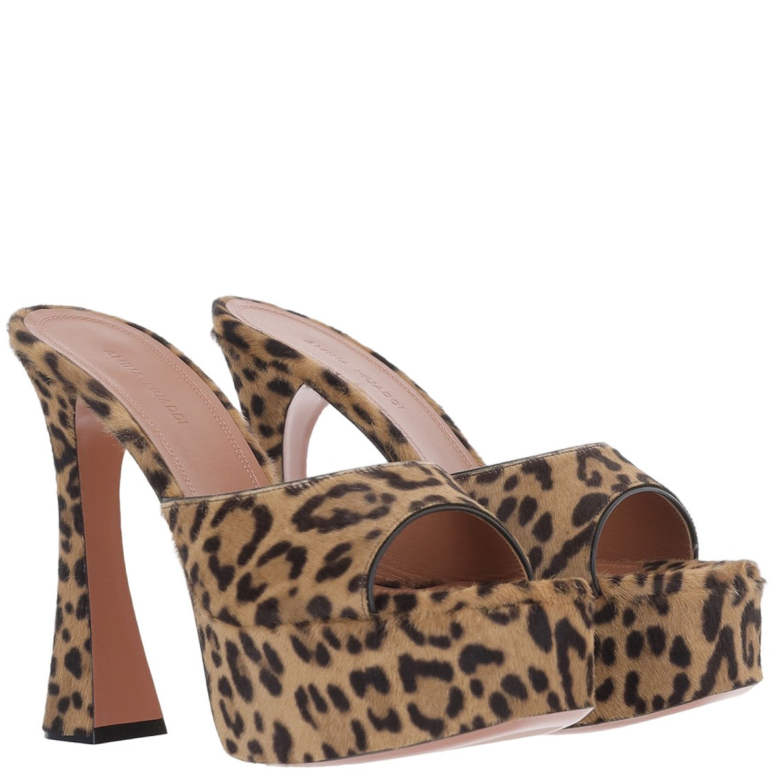 Amina Muaddi Dalida Animal Print Ponyskin Sandals