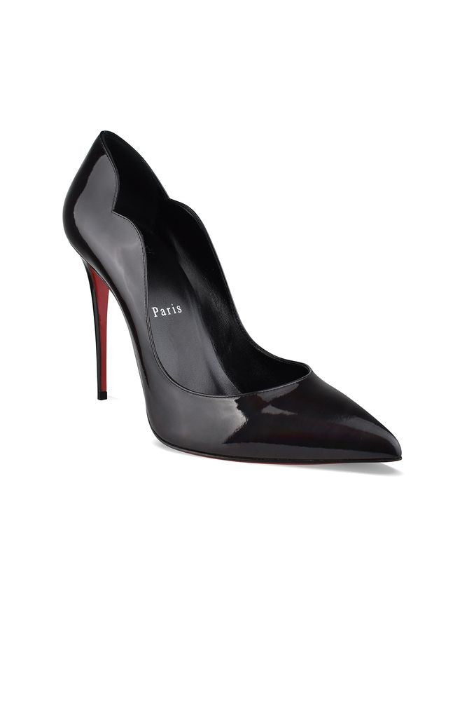 Christian Louboutin Curved Opening Black Patent Leather Pumps