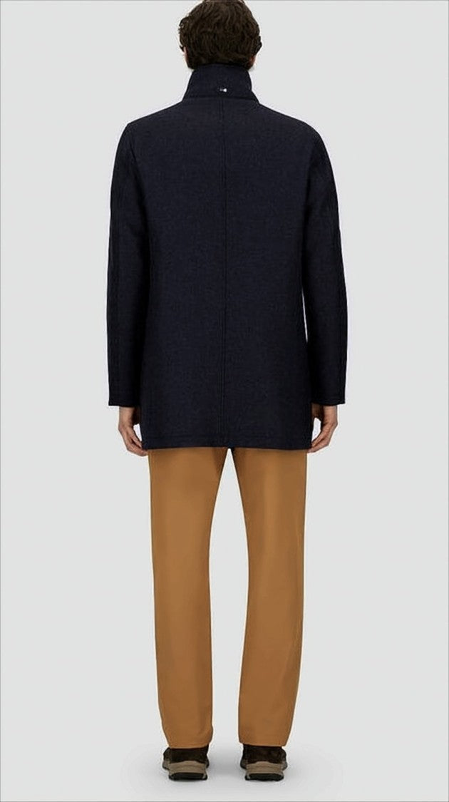 Herno High Collar Blue Wool Padding Coat