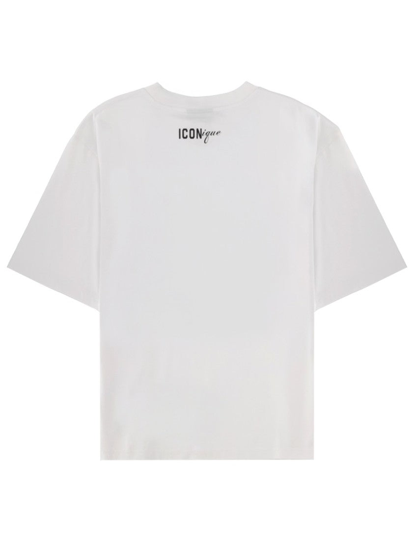 Dsquared2 White Iconique Caps Embroidered T-Shirt