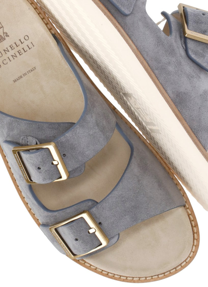 Brunello Cucinelli Grey Urban Slides Sandals