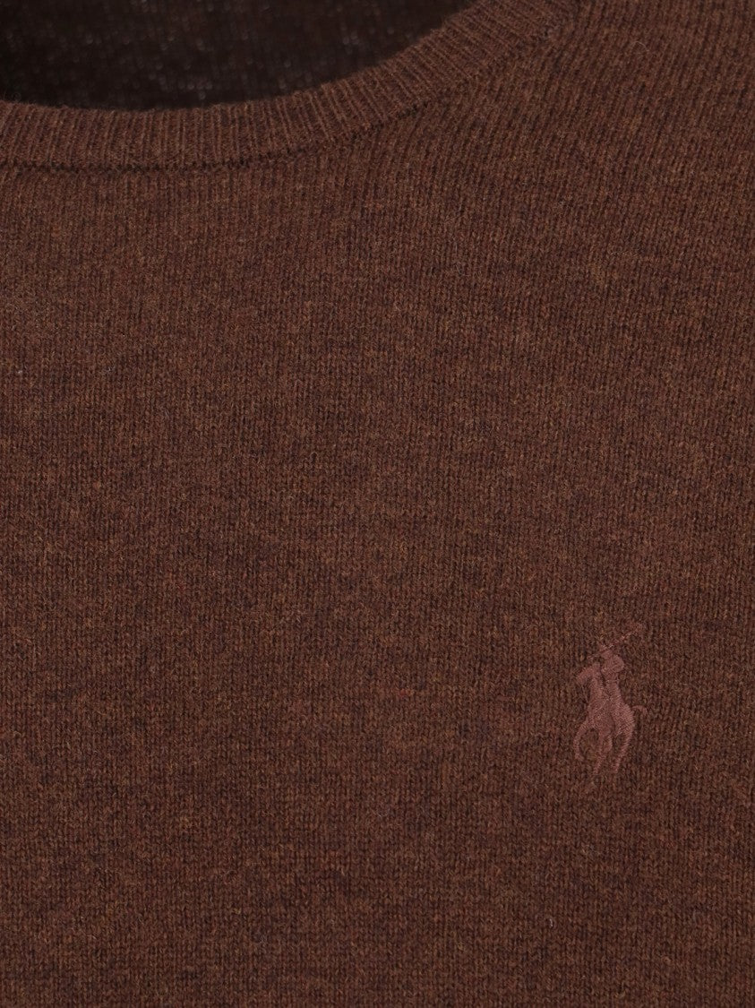 Polo Ralph Lauren Brown Sweater With Crew Neckline And Ribbed Details