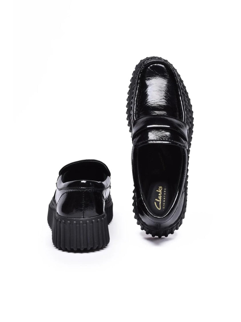 Clarks Black Chunky Patent Loafers