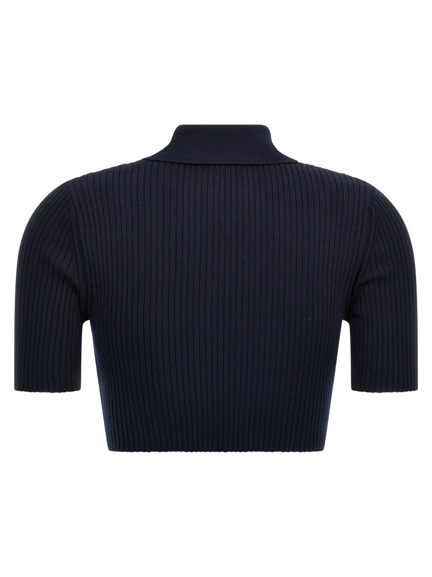 Courrèges Ribbed Crop Polo Shirt