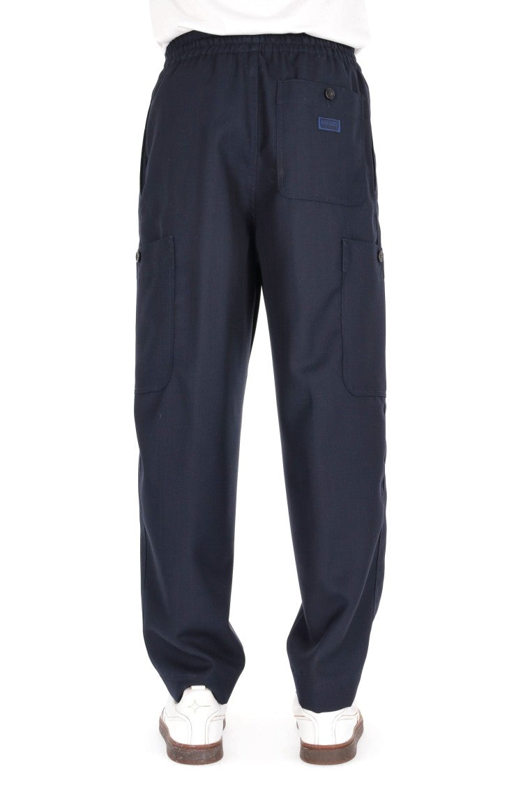 Kenzo Straight Fit Virgin Wool Cargo Trousers