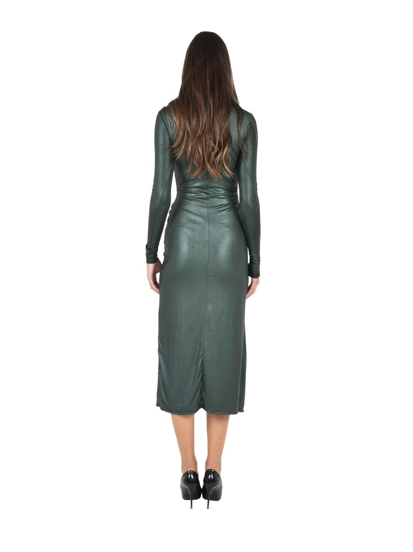Lapointe Forest Green Coated Jersey Midi Dress