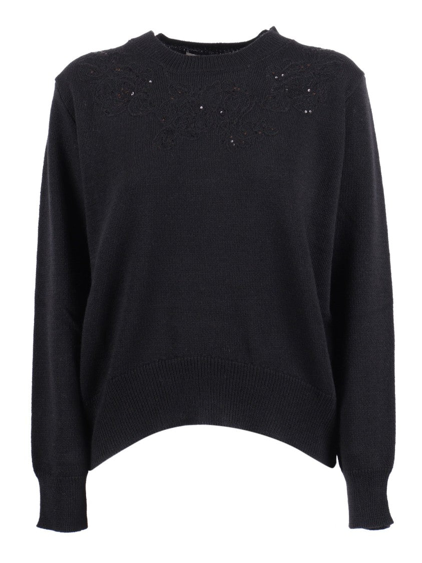 Ermanno Scervino Classic Crew Neck Sweater With Textured Fabric