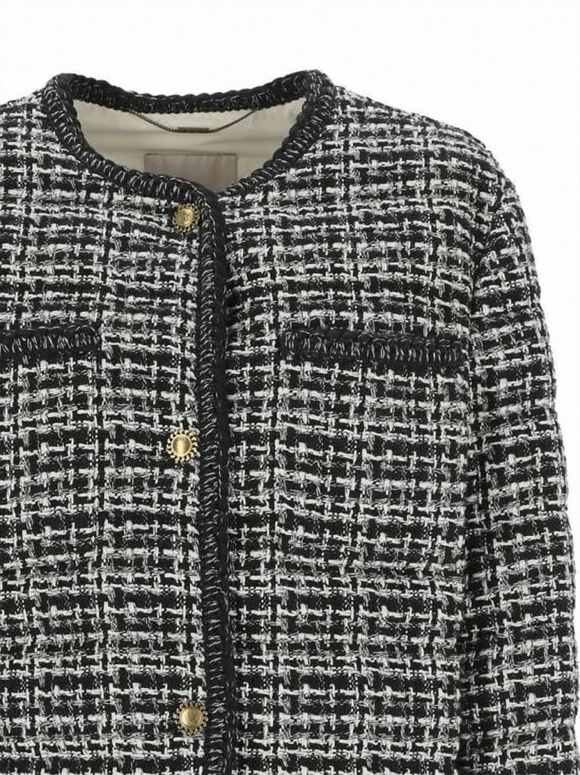 Moncler Cropped Tweed Jacket With Textured Finish