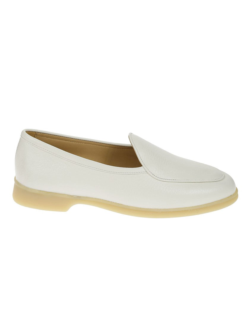 Baudoin & Lange White Deer Skin Moccasins With Slip-On Design