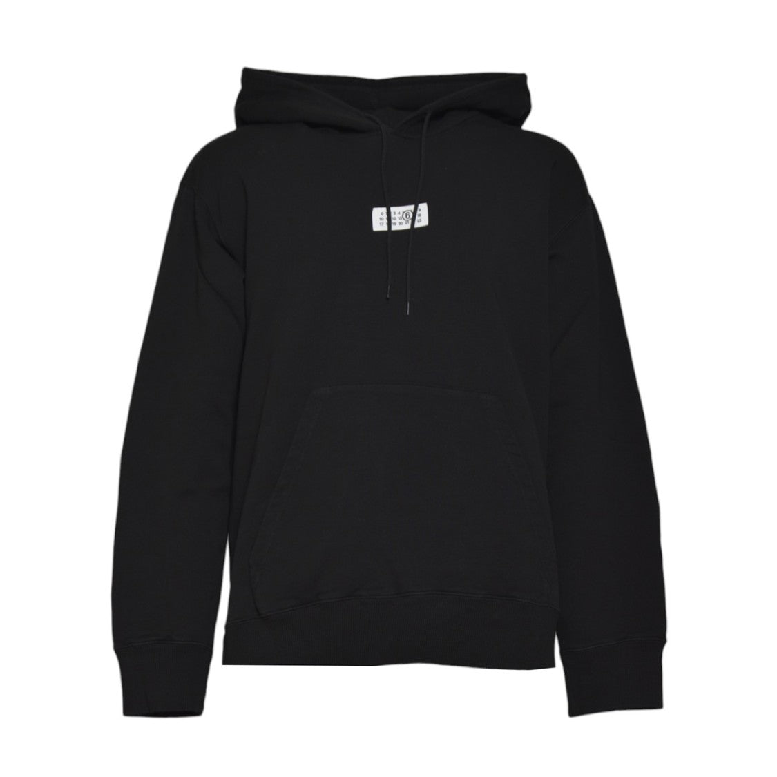 Mm6 By Maison Margiela Minimalist Black Hoodie With Kangaroo Pocket And Logo Patch