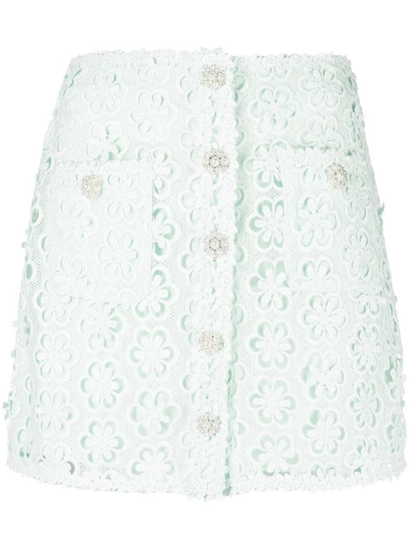 Self-Portrait Guipure Lace Mini Skirt With Floral Motifs