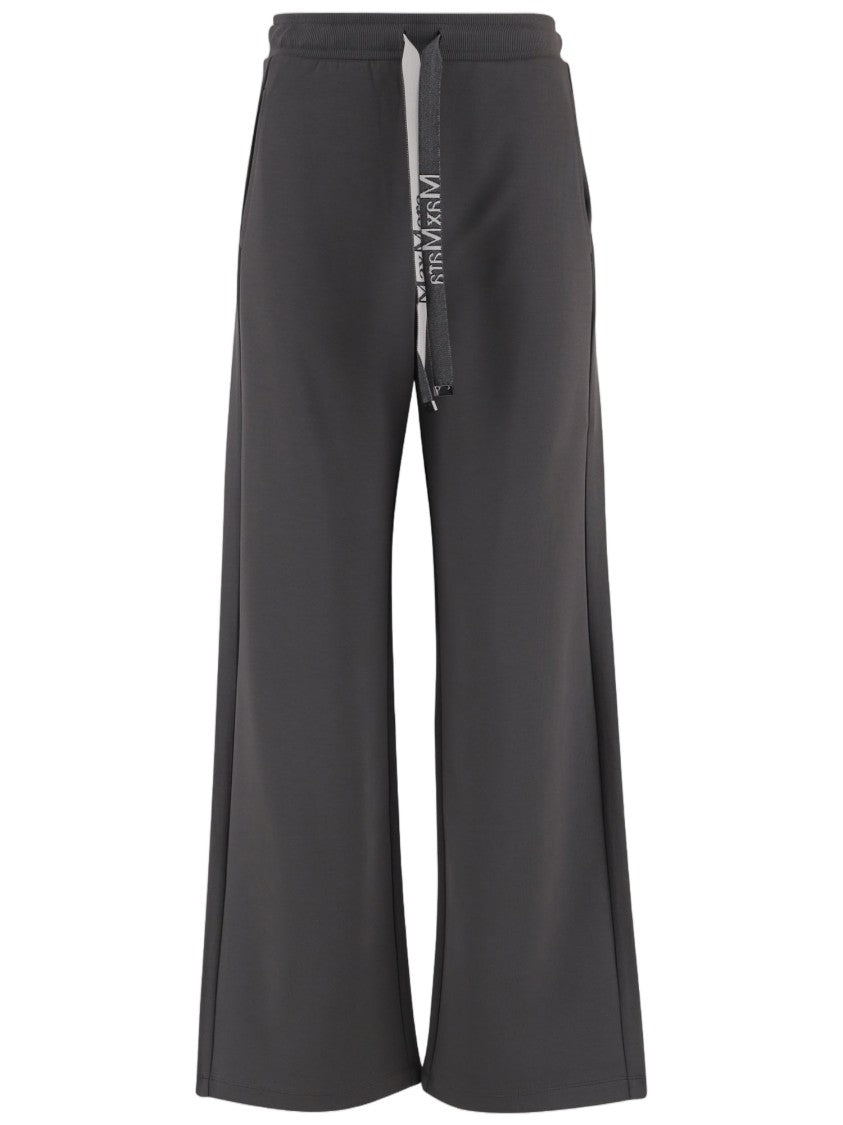 Max Mara Wide-Leg Dark Gray Pants With Jacquard Drawstring