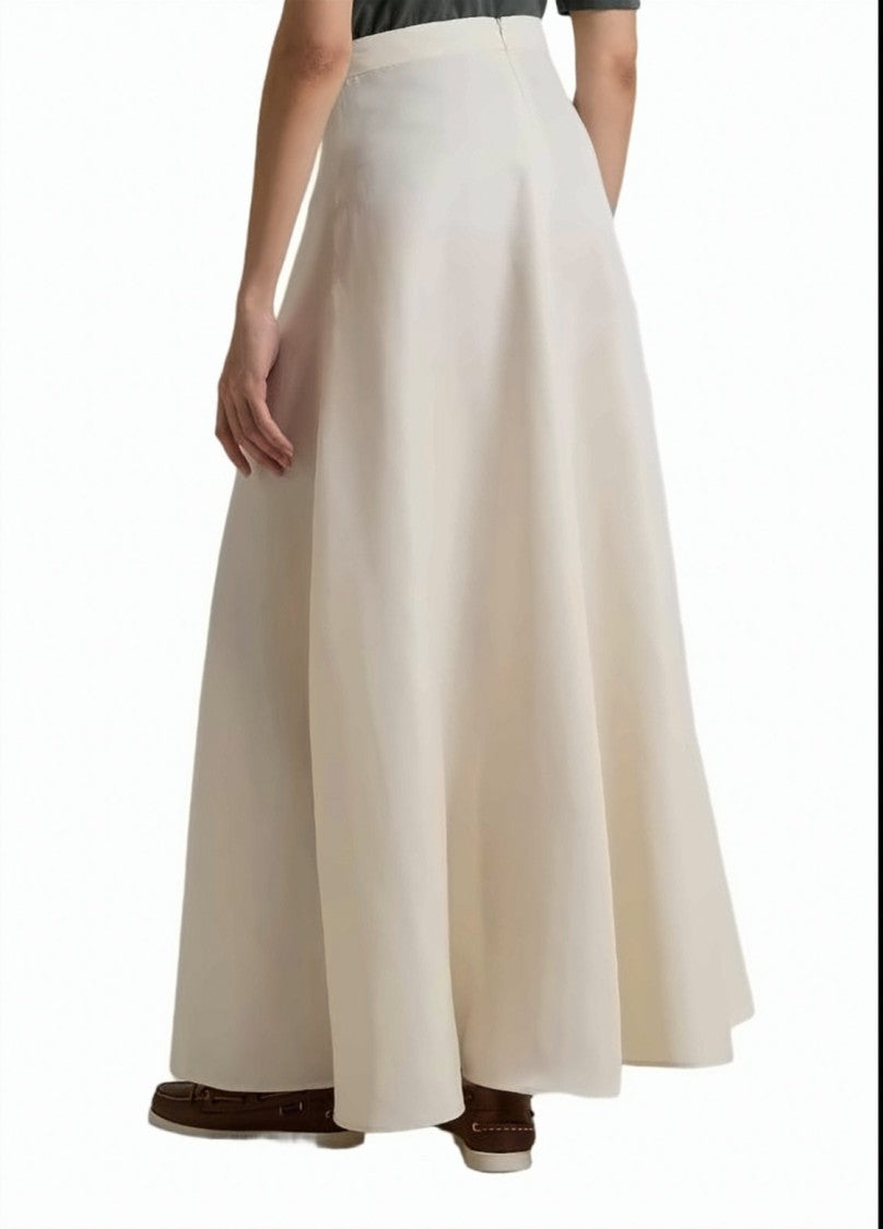 Woolrich Long Linen Blend Front Pleated Skirt