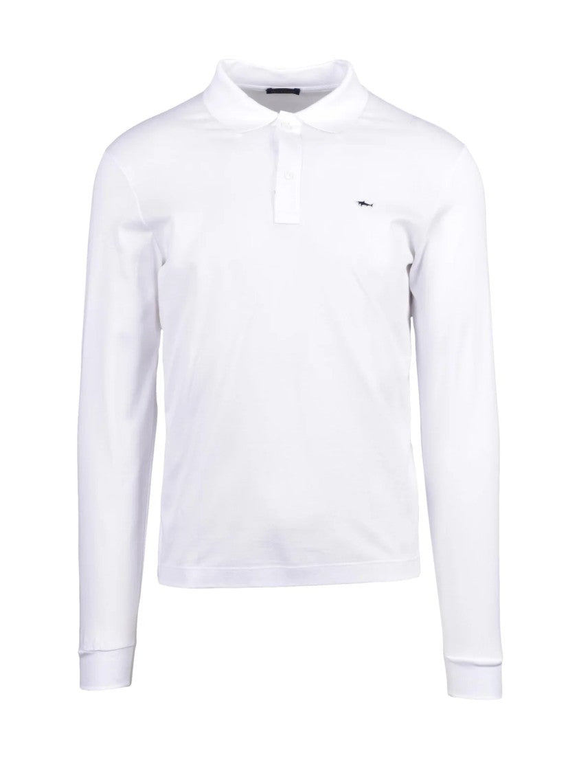 Paul & Shark White Long-Sleeve Cotton Polo Shirt