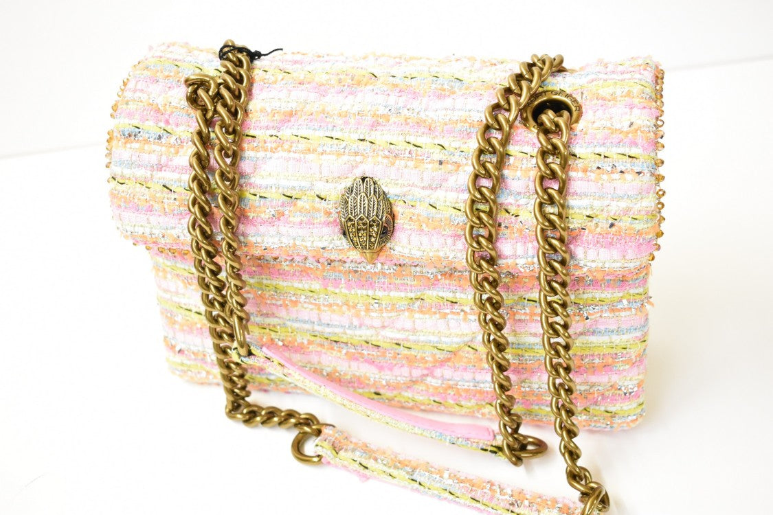 Kurt Geiger Textured Tweed Shoulder Bag Decorative Clasp