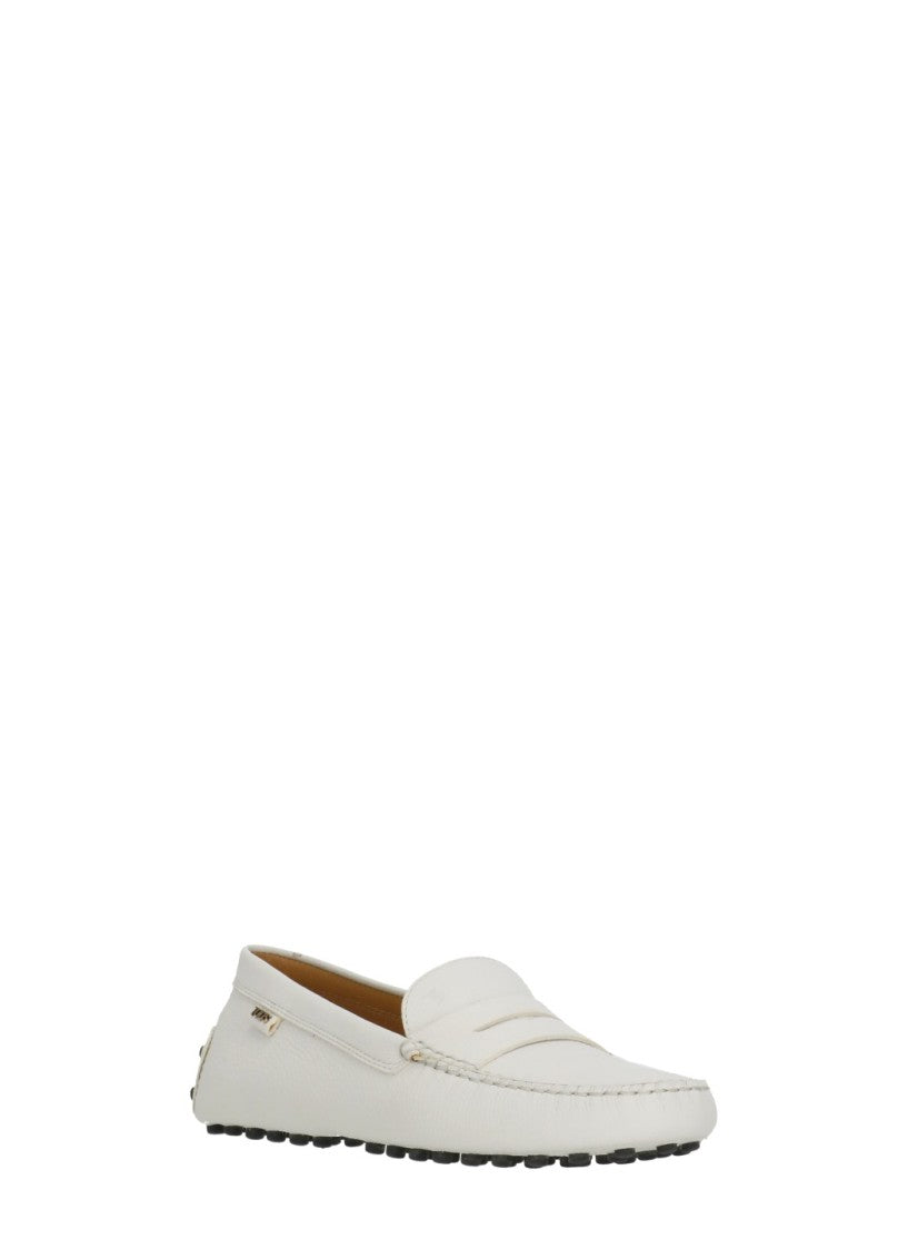 Tod's Ivory Side Metal Logo Loafers