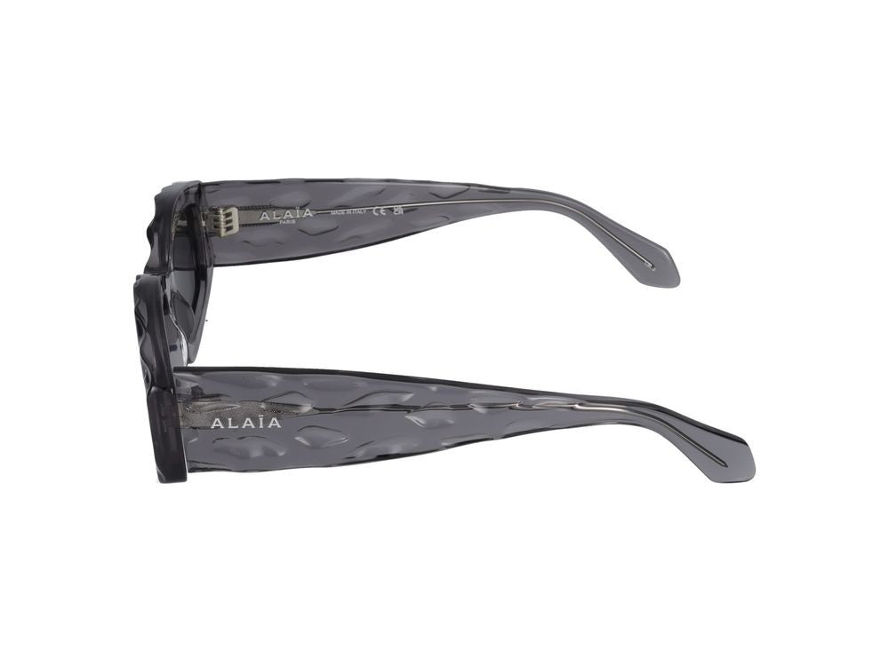 Azzedine Alaïa Grey Wavy Textured Oversized Rectangular Sunglasses
