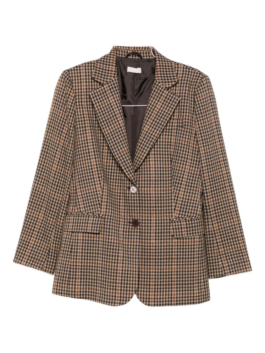 Liu Jo Tailored Checkered Jacket With Notched Lapel