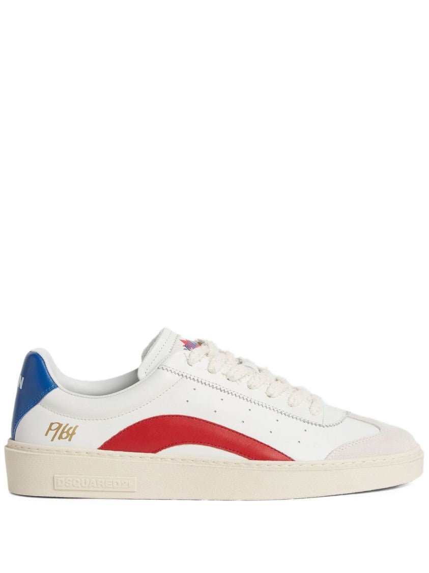 Dsquared2 White Leather Sneakers With Contrasting Accents