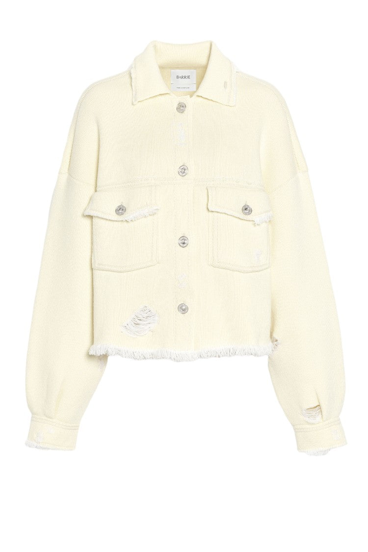Barrie Fringed Cropped Jacket With Distressed Finish