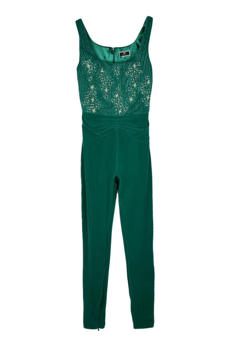 Elisabetta Franchi Velvet Jumpsuit - Green